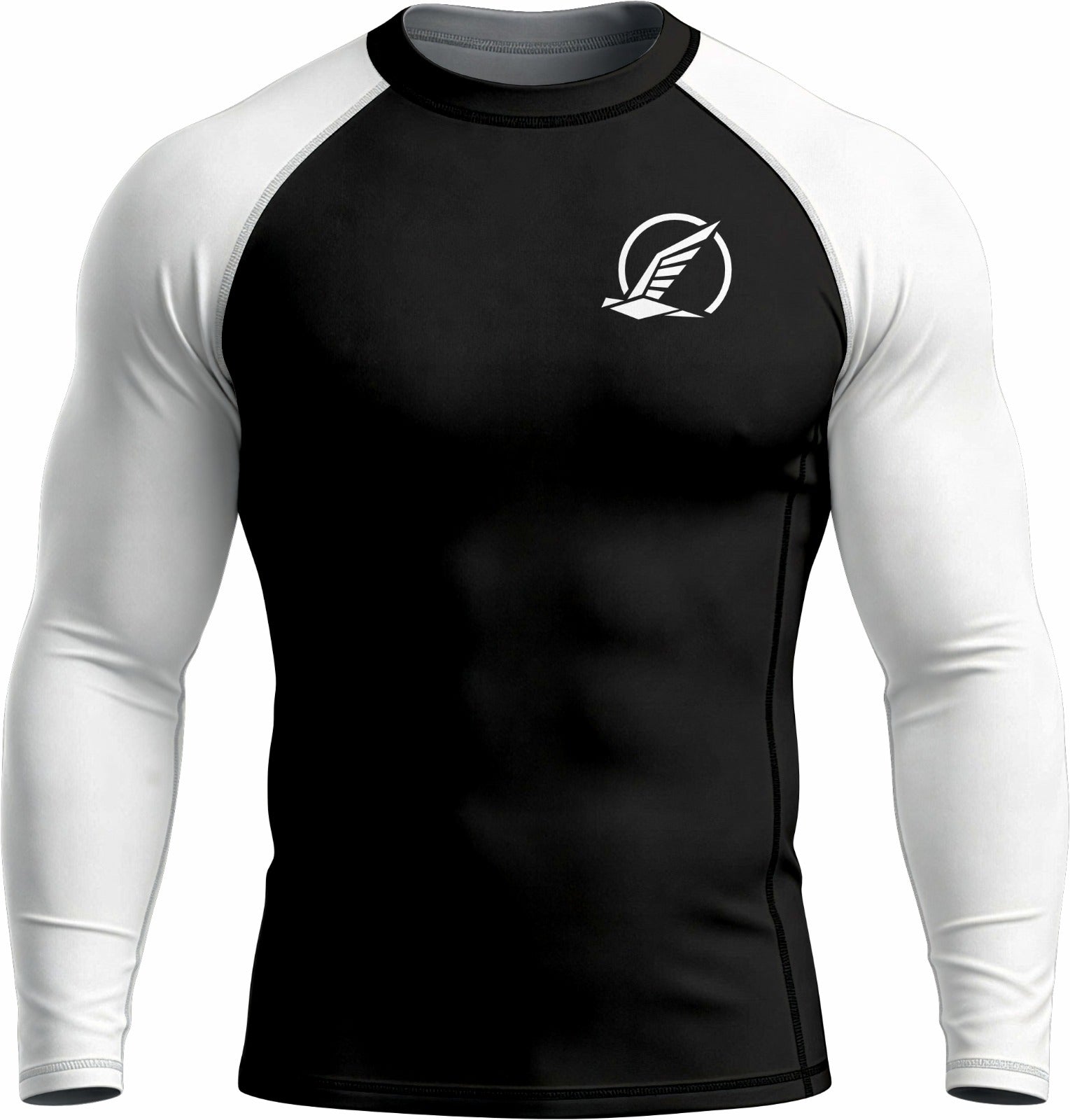 Black with White Sleeves Ranked Rashguard