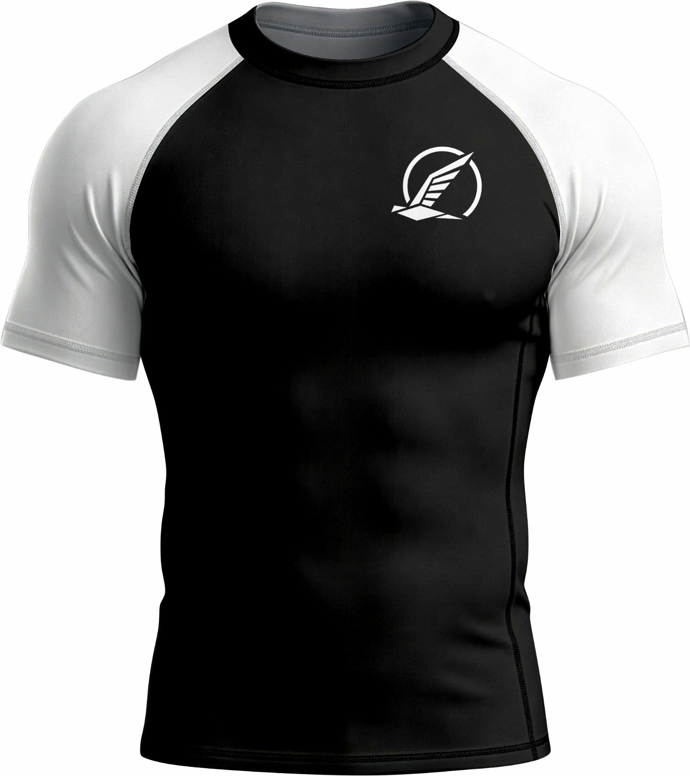 Black with White Sleeves Ranked Rashguard