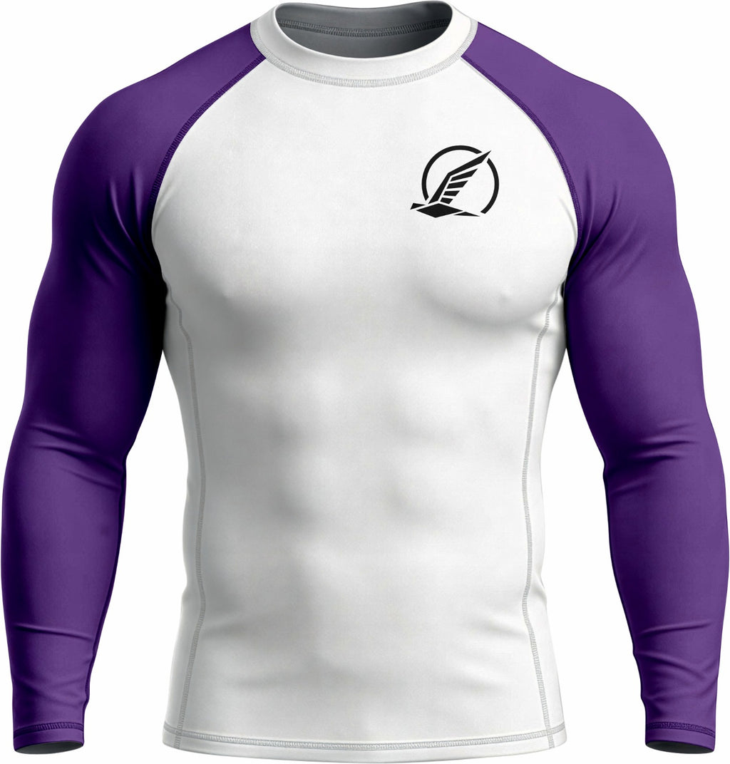 White with Purple Sleeves Ranked Rashguard