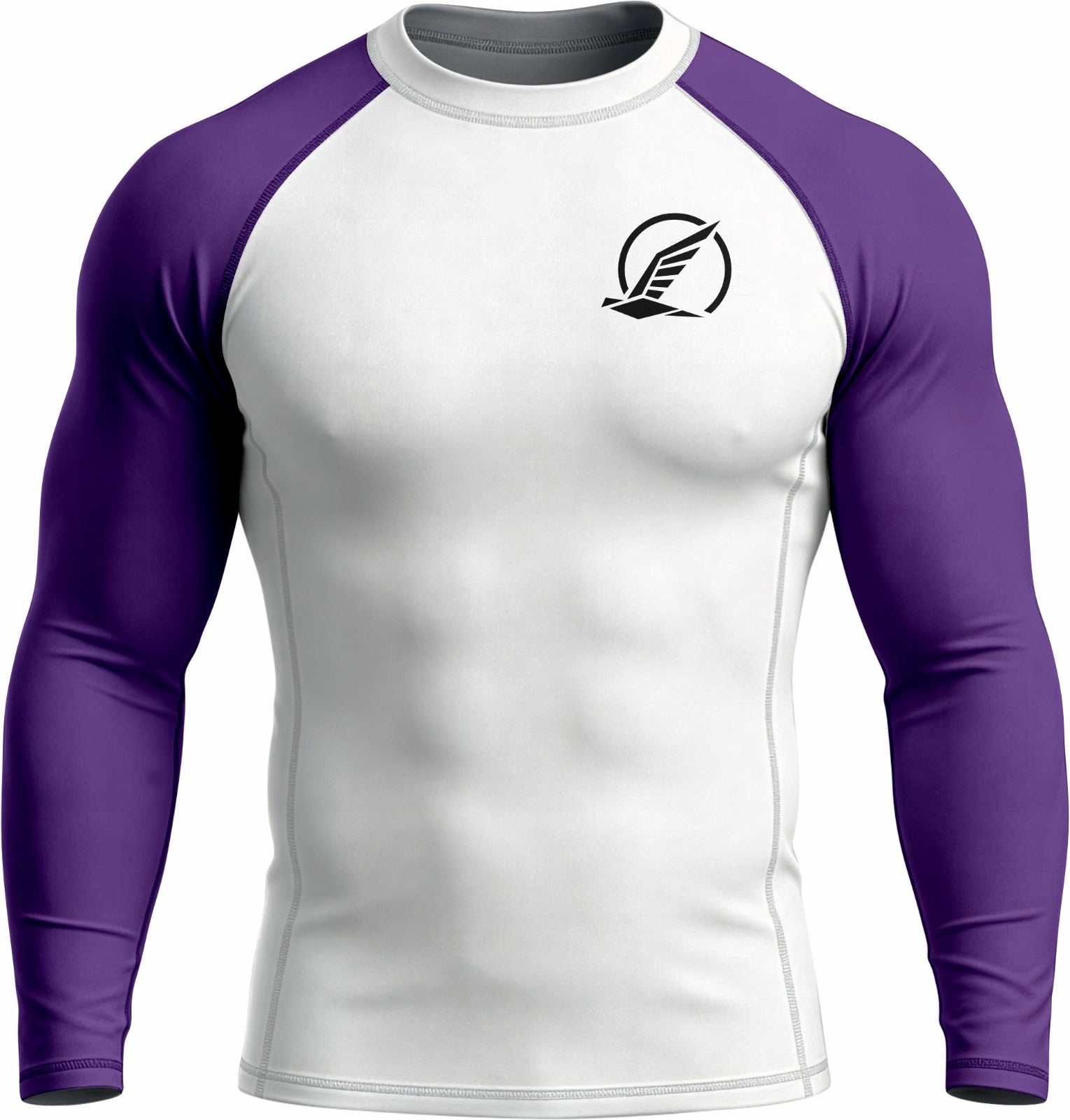 White with Purple Sleeves Ranked Rashguard