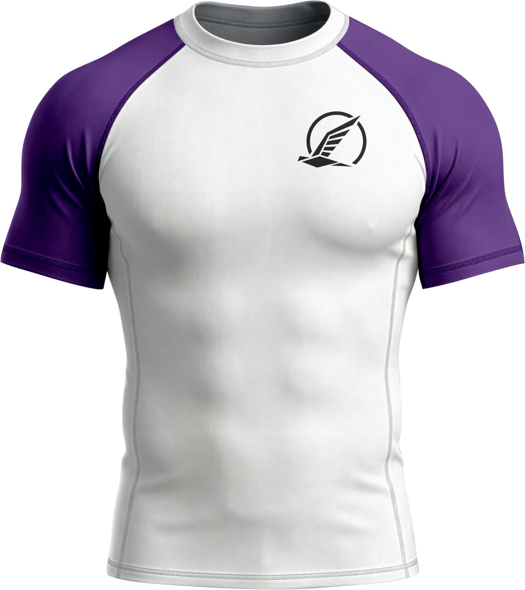 White with Purple Sleeves Ranked Rashguard