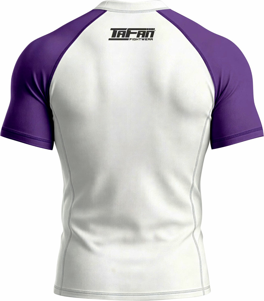 White with Purple Sleeves Ranked Rashguard