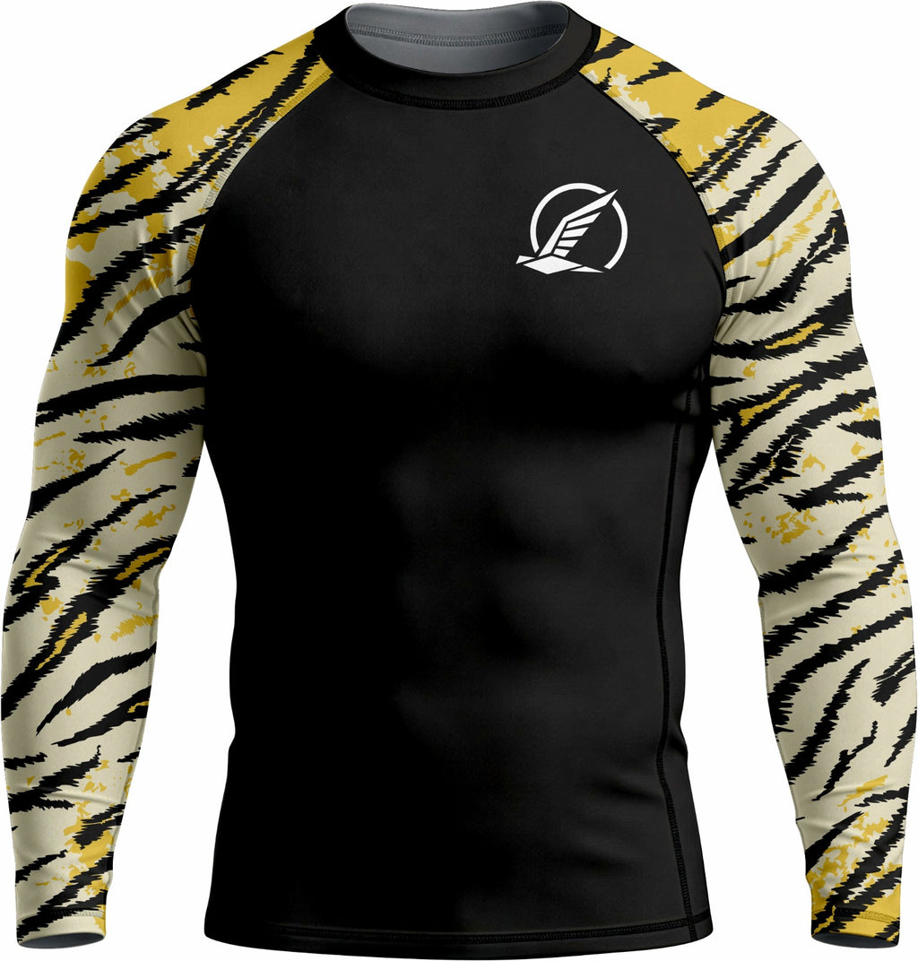 Black with Beige & Mustard Premium Bjj Rash Guard For Men/Women