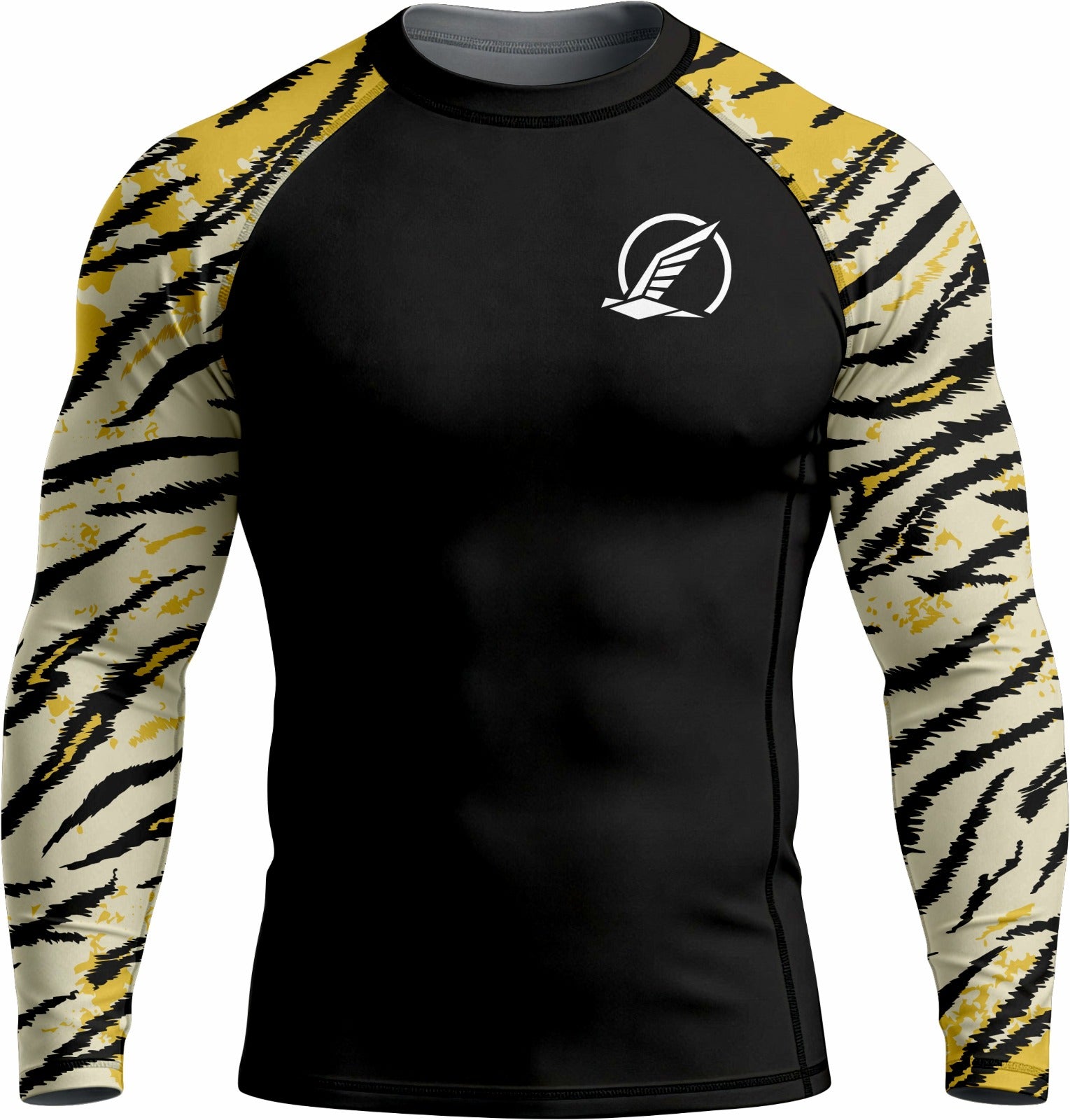 Black with Beige & Mustard Premium Bjj Rash Guard For Men/Women