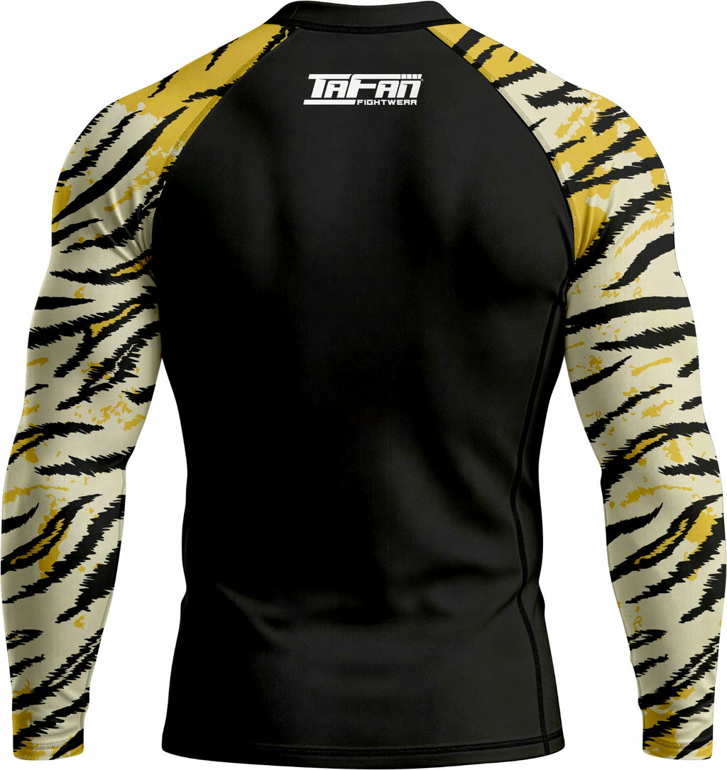 Black with Beige & Mustard Premium Bjj Rash Guard For Men/Women