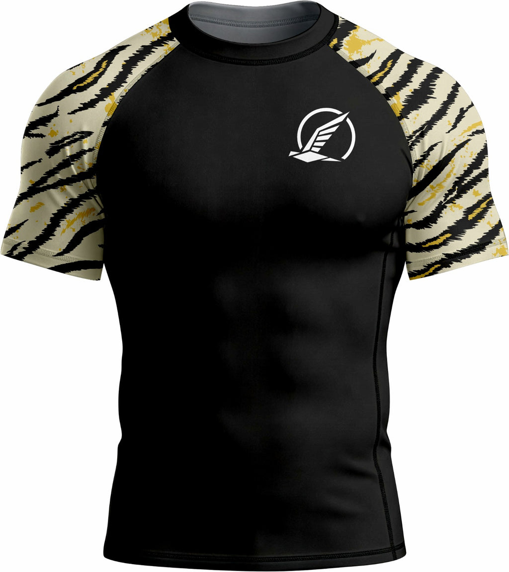 Black with Beige & Mustard Premium Bjj Rash Guard For Men/Women
