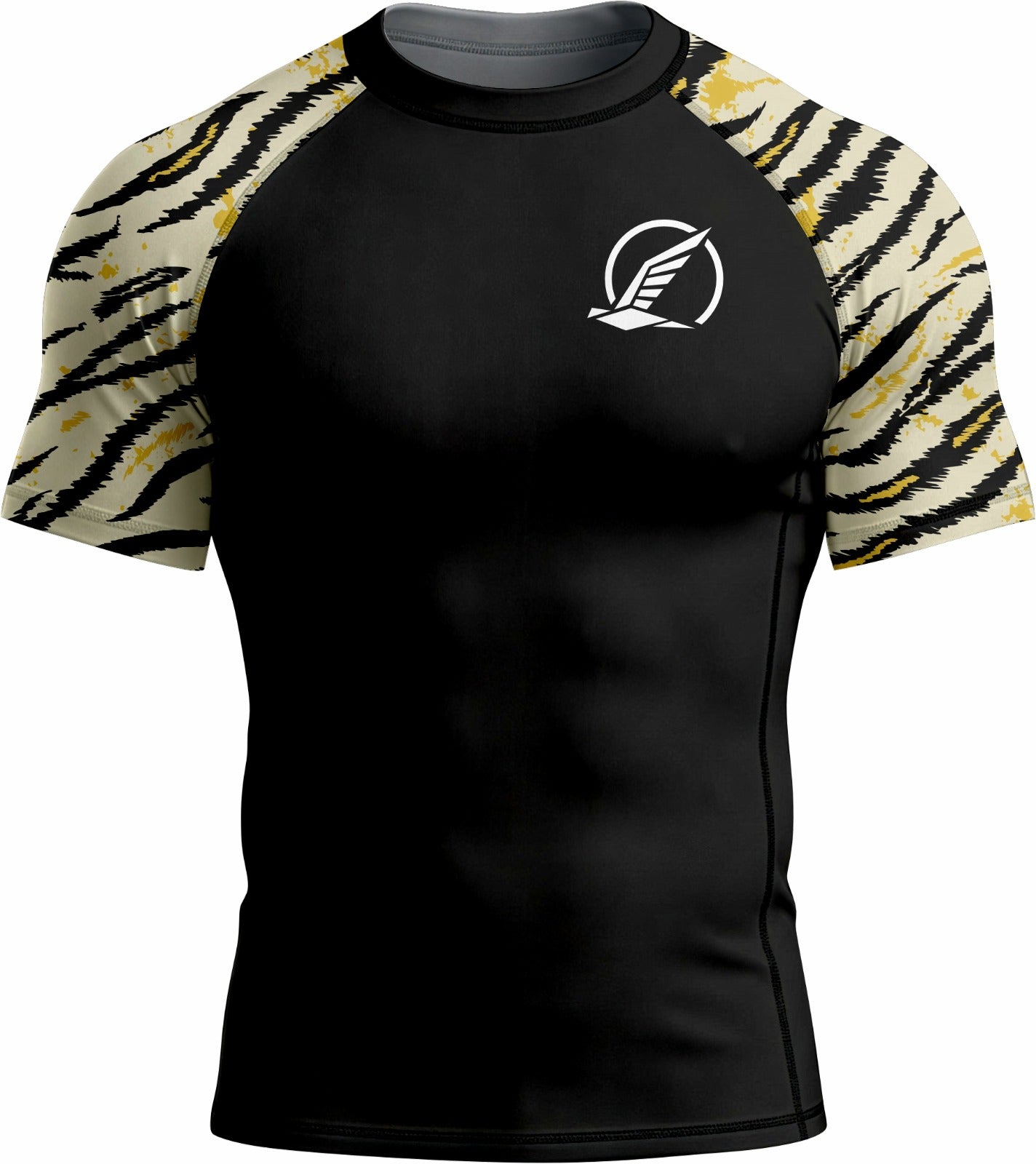 Black with Beige & Mustard Premium Bjj Rash Guard For Men/Women